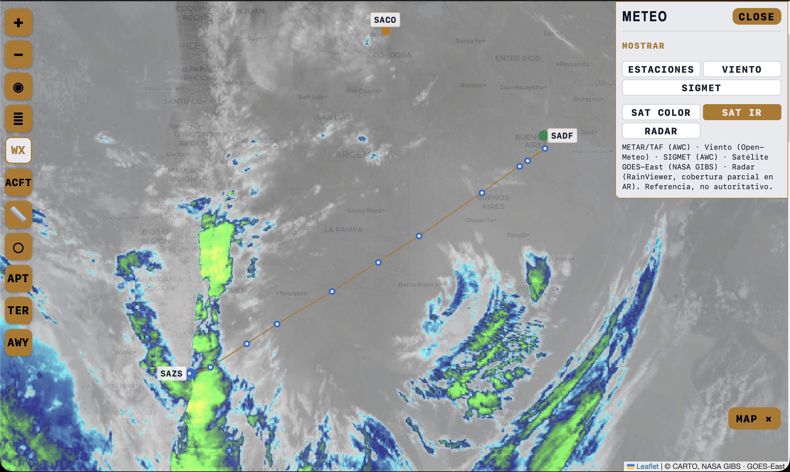 Meteorologia y radar en modo claro